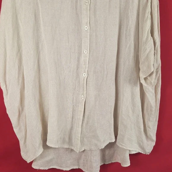 POSSE Lula Shirt - Natural Oversized Button Down Womens Lagenlook - Picture 4 of 9